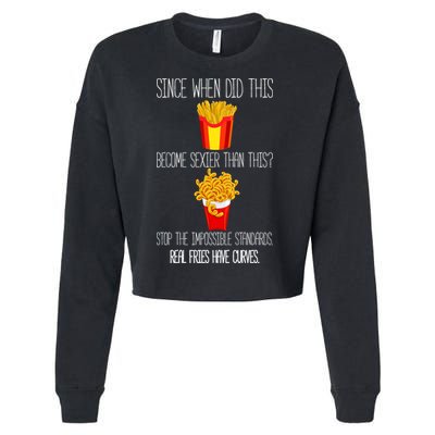 Real Fries Have Curves Funny Curly Fries Cropped Pullover Crew