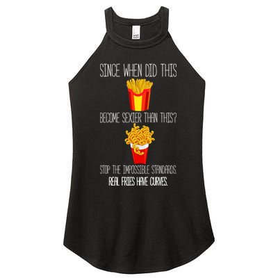 Real Fries Have Curves Funny Curly Fries Women's Perfect Tri Rocker Tank