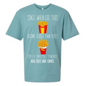 Real Fries Have Curves Funny Curly Fries Sueded Cloud Jersey T-Shirt