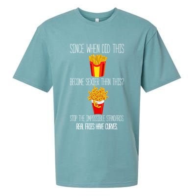 Real Fries Have Curves Funny Curly Fries Sueded Cloud Jersey T-Shirt