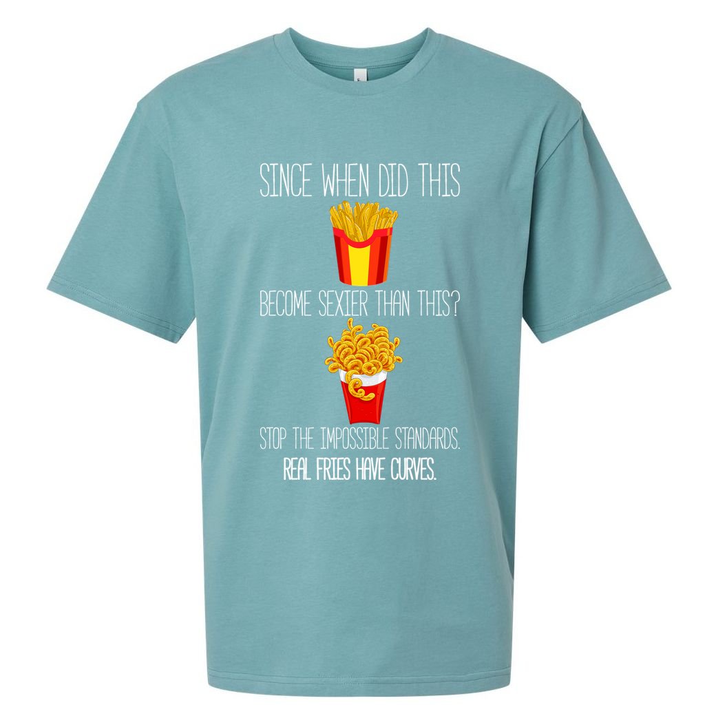 Real Fries Have Curves Funny Curly Fries Sueded Cloud Jersey T-Shirt