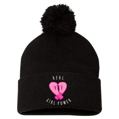 Real Girl Power Boxing  Pom Pom 12in Knit Beanie