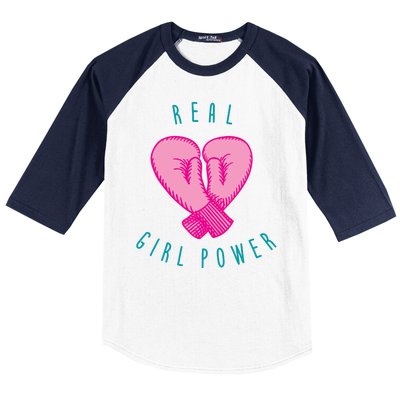 Real Girl Power Boxing  Baseball Sleeve Shirt