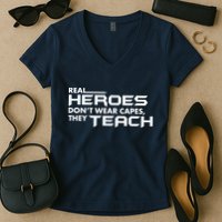 Real Heroes Don't Wear Capes They Teach Women's V-Neck T-Shirt