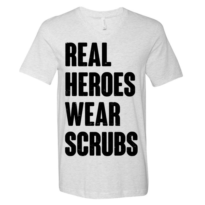 Real Heroes Wear Scrubs Support V-Neck T-Shirt