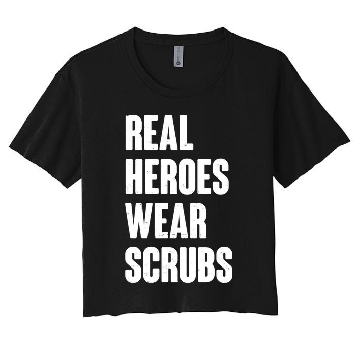 Real Heroes Wear Scrubs Support Women's Crop Top Tee