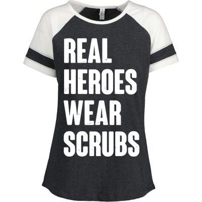 Real Heroes Wear Scrubs Support Enza Ladies Jersey Colorblock Tee