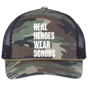 Real Heroes Wear Scrubs Support Retro Rope Trucker Hat Cap