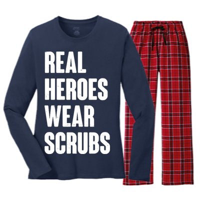 Real Heroes Wear Scrubs Support Women's Long Sleeve Flannel Pajama Set 