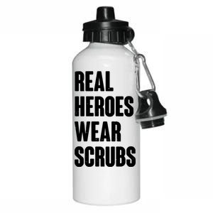 Real Heroes Wear Scrubs Support Aluminum Water Bottle