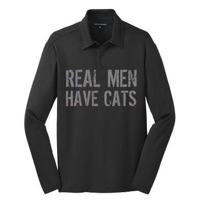 Real Men Have Cats Funny Silk Touch Performance Long Sleeve Polo