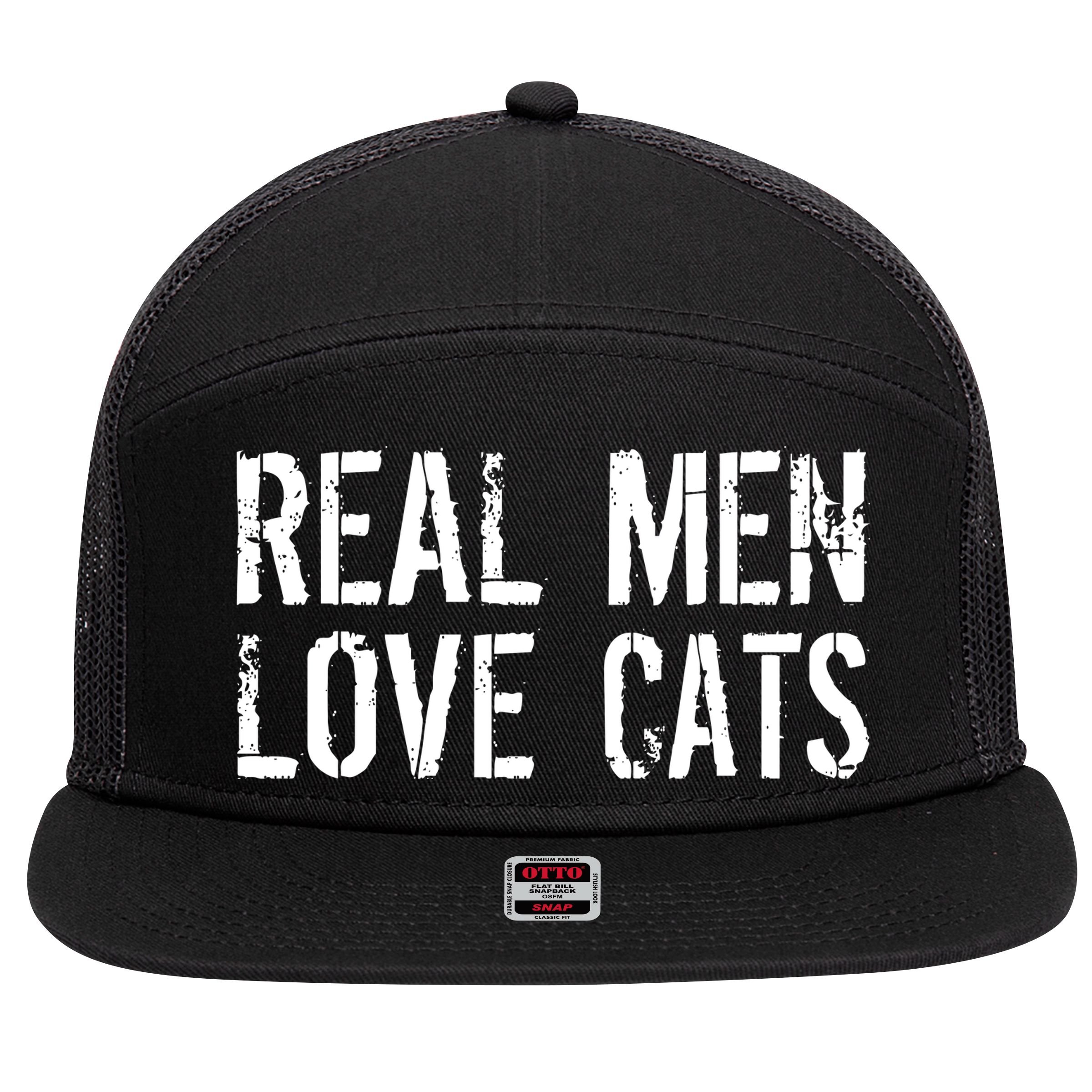 Real Men Love Cats 7 Panel Mesh Trucker Snapback Hat