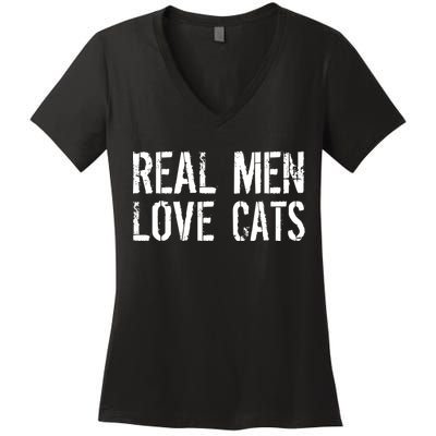 Real Men Love Cats Women's V-Neck T-Shirt