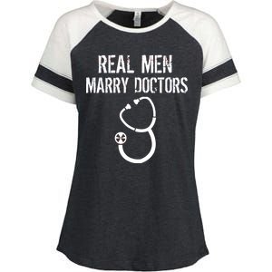 Real Men Marry Doctors Funny Enza Ladies Jersey Colorblock Tee