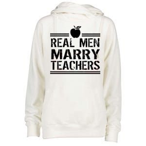 Real Men Marry Teachers Womens Funnel Neck Pullover Hood