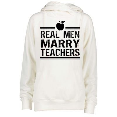 Real Men Marry Teachers Womens Funnel Neck Pullover Hood