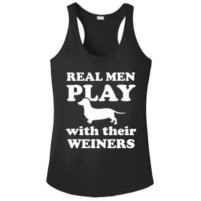 Real Men Play With Their Wieners Ladies PosiCharge Competitor Racerback Tank
