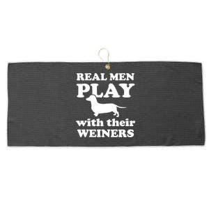 Real Men Play With Their Wieners Large Microfiber Waffle Golf Towel