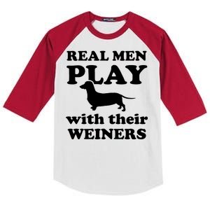 Real Men Play With Their Wieners Kids Colorblock Raglan Jersey