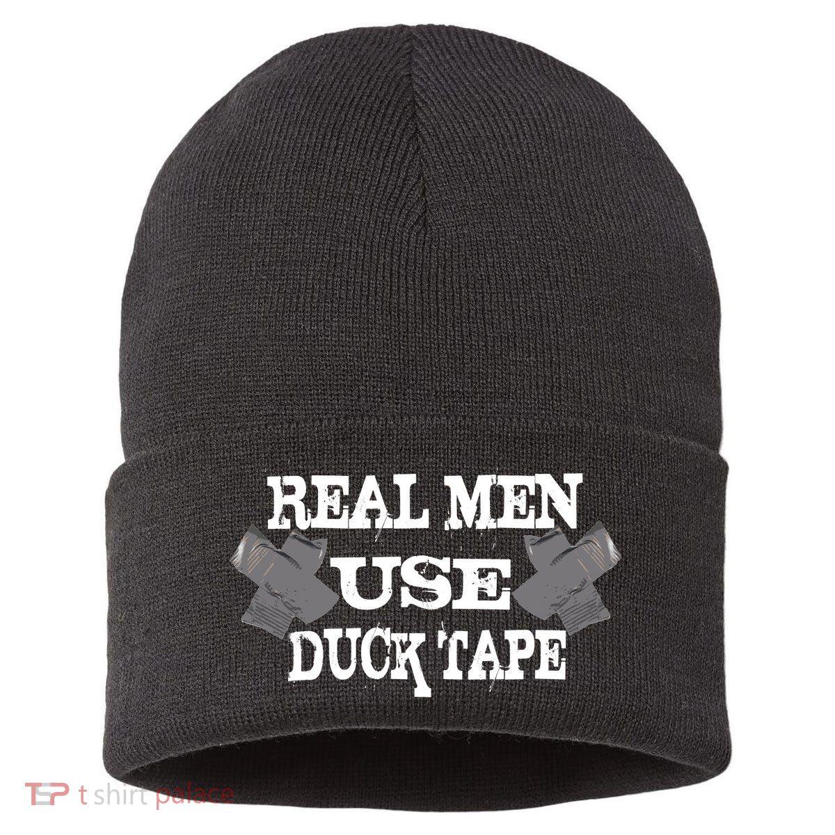 Real Men Use Duck Tape Sustainable Knit Beanie