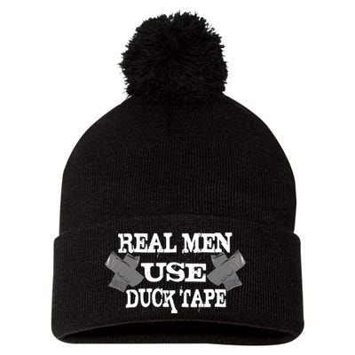 Real Men Use Duck Tape Pom Pom 12in Knit Beanie