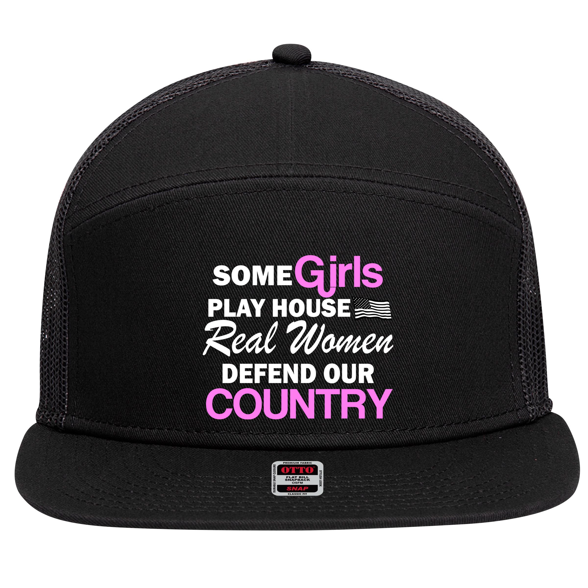 Real Women Defend Our Country 7 Panel Mesh Trucker Snapback Hat