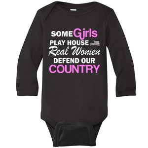 Real Women Defend Our Country Baby Long Sleeve Bodysuit