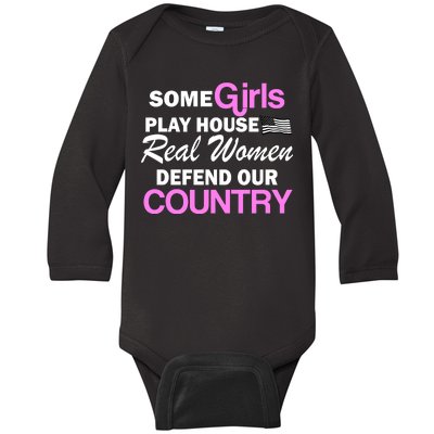 Real Women Defend Our Country Baby Long Sleeve Bodysuit