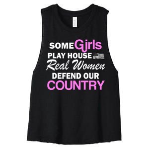 Real Women Defend Our Country Women's Racerback Cropped Tank