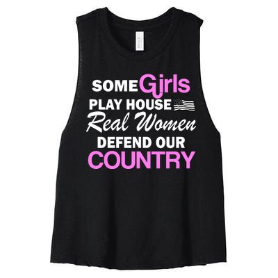 Real Women Defend Our Country Women's Racerback Cropped Tank