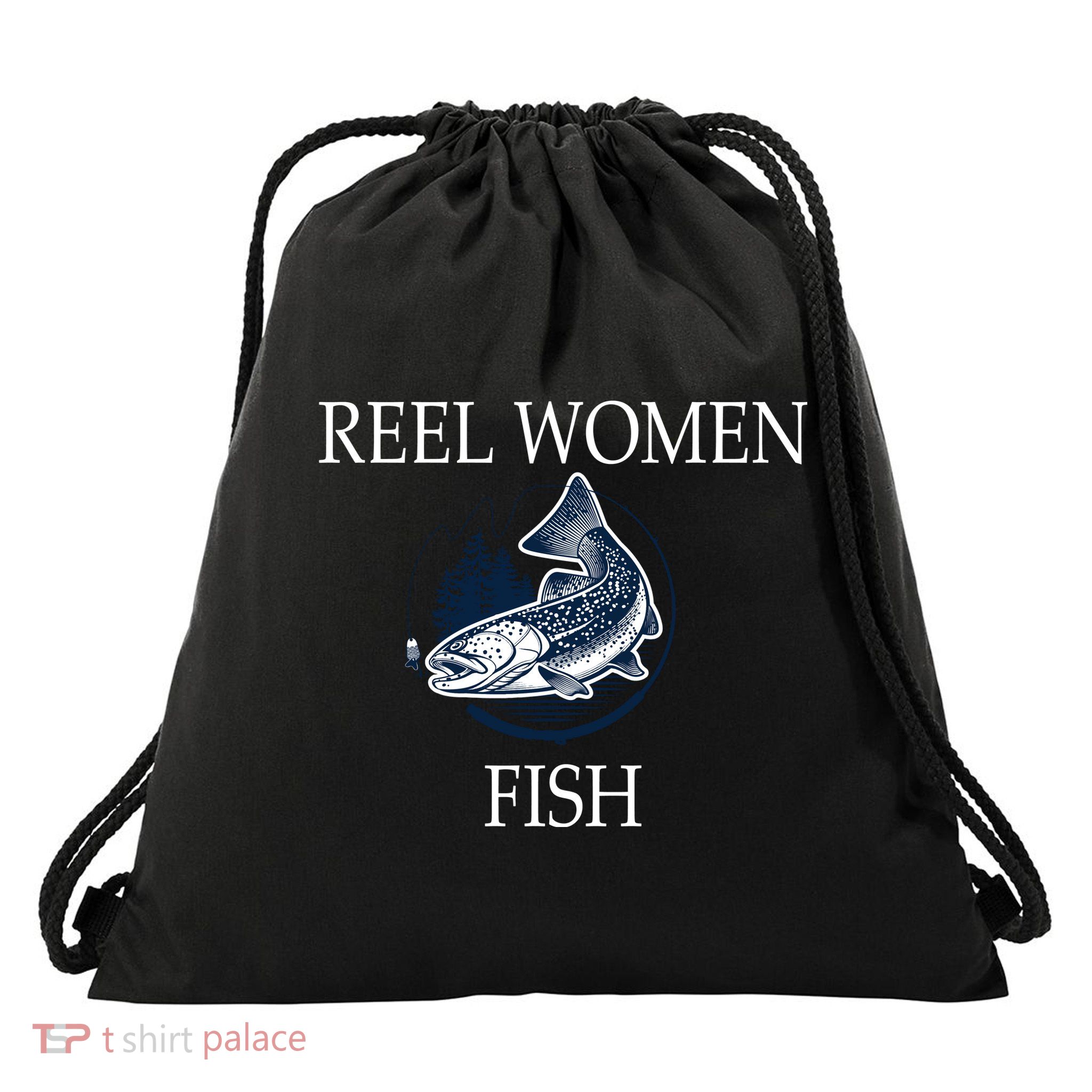 Real Women Fish Drawstring Bag