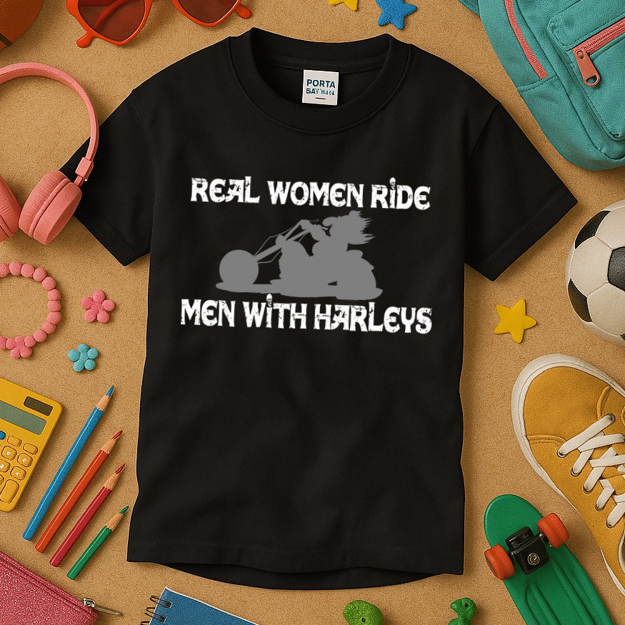 Real Women Ride Men With Harleys Kids T-Shirt
