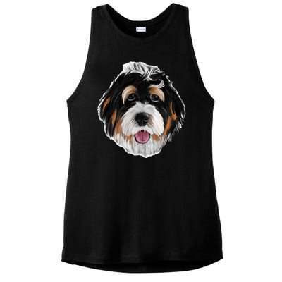 Realistic Dog Face Ladies PosiCharge Tri-Blend Wicking Tank