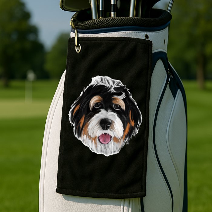 Realistic Dog Face Golf Towel