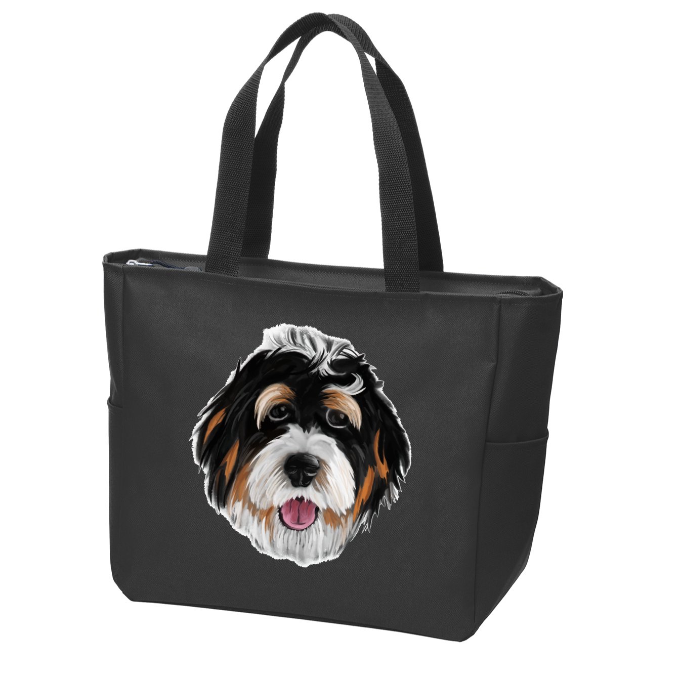 Realistic Dog Face Zip Tote Bag