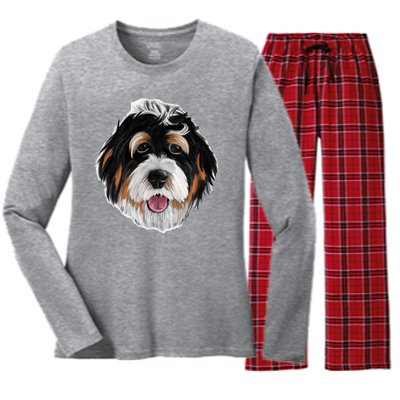 Realistic Dog Face Women's Long Sleeve Flannel Pajama Set 