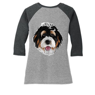 Realistic Dog Face Women's Tri-Blend 3/4-Sleeve Raglan Shirt