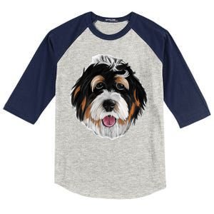 Realistic Dog Face Kids Colorblock Raglan Jersey