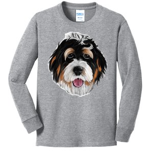 Realistic Dog Face Kids Long Sleeve Shirt