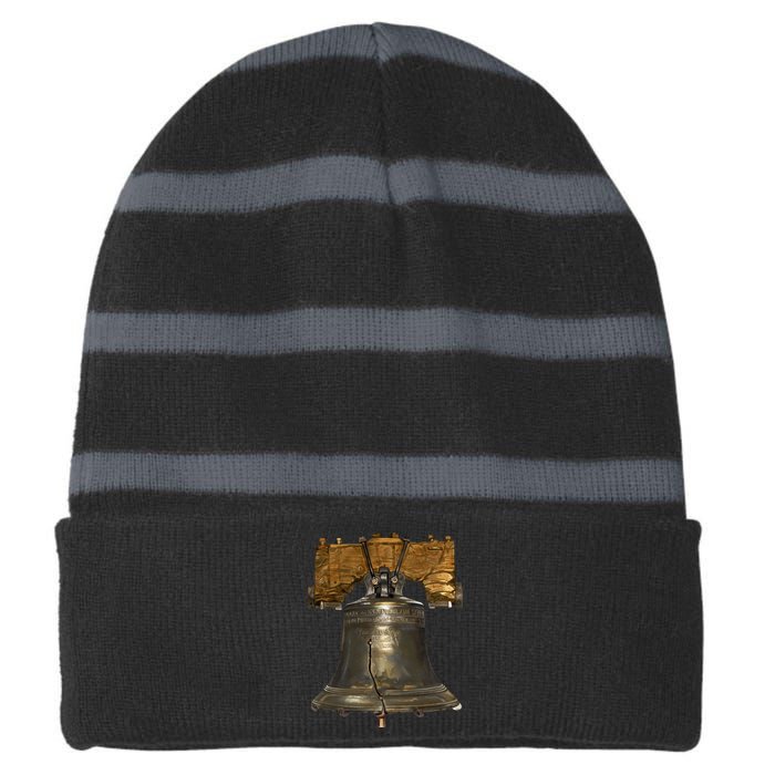 Realistic Liberty Bell Striped Beanie with Solid Band