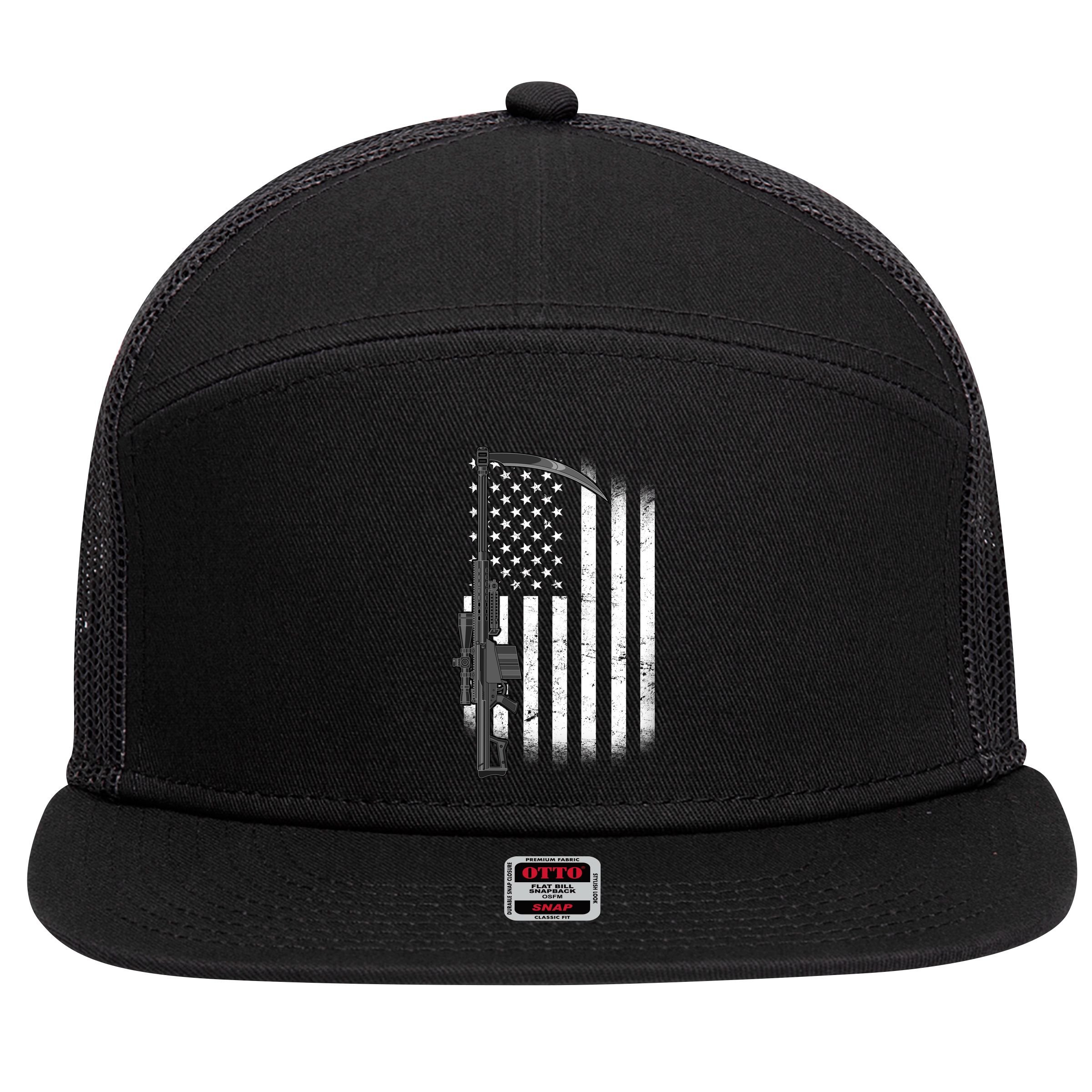 Reapers Gun Flag 7 Panel Mesh Trucker Snapback Hat