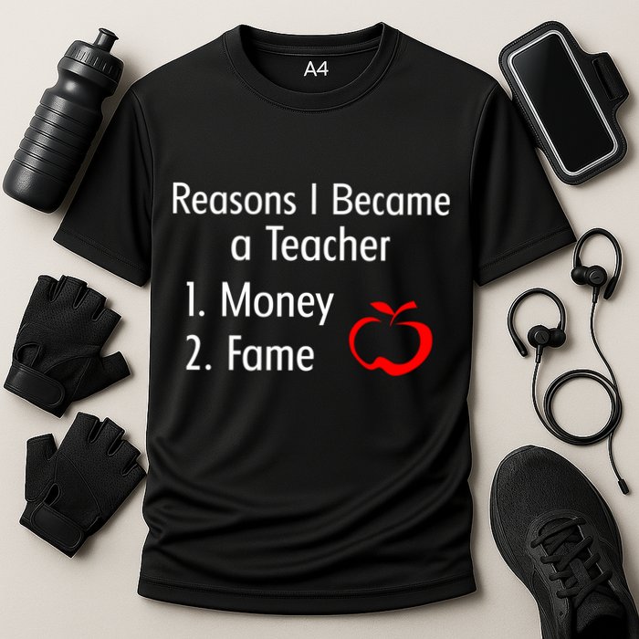 Reasons I Became A Teacher Funny Cooling Performance Crew T-Shirt
