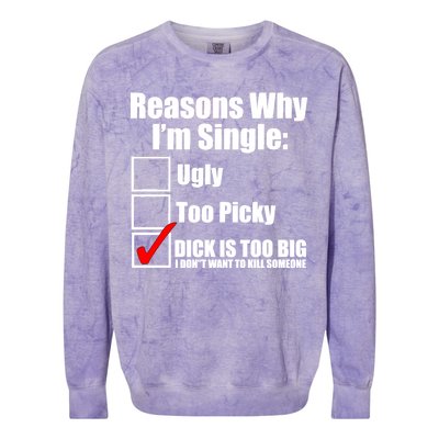 Reasons Why Im Single Ugly Picky Dick Too Big Mens Funny Colorblast Crewneck Sweatshirt