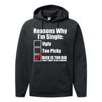 Reasons Why Im Single Ugly Picky Dick Too Big Mens Funny Performance Fleece Hoodie