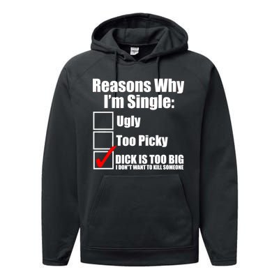 Reasons Why Im Single Ugly Picky Dick Too Big Mens Funny Performance Fleece Hoodie