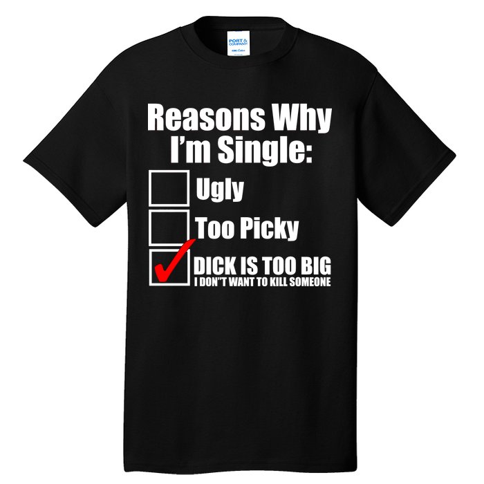 Reasons Why Im Single Ugly Picky Dick Too Big Mens Funny Tall T-Shirt