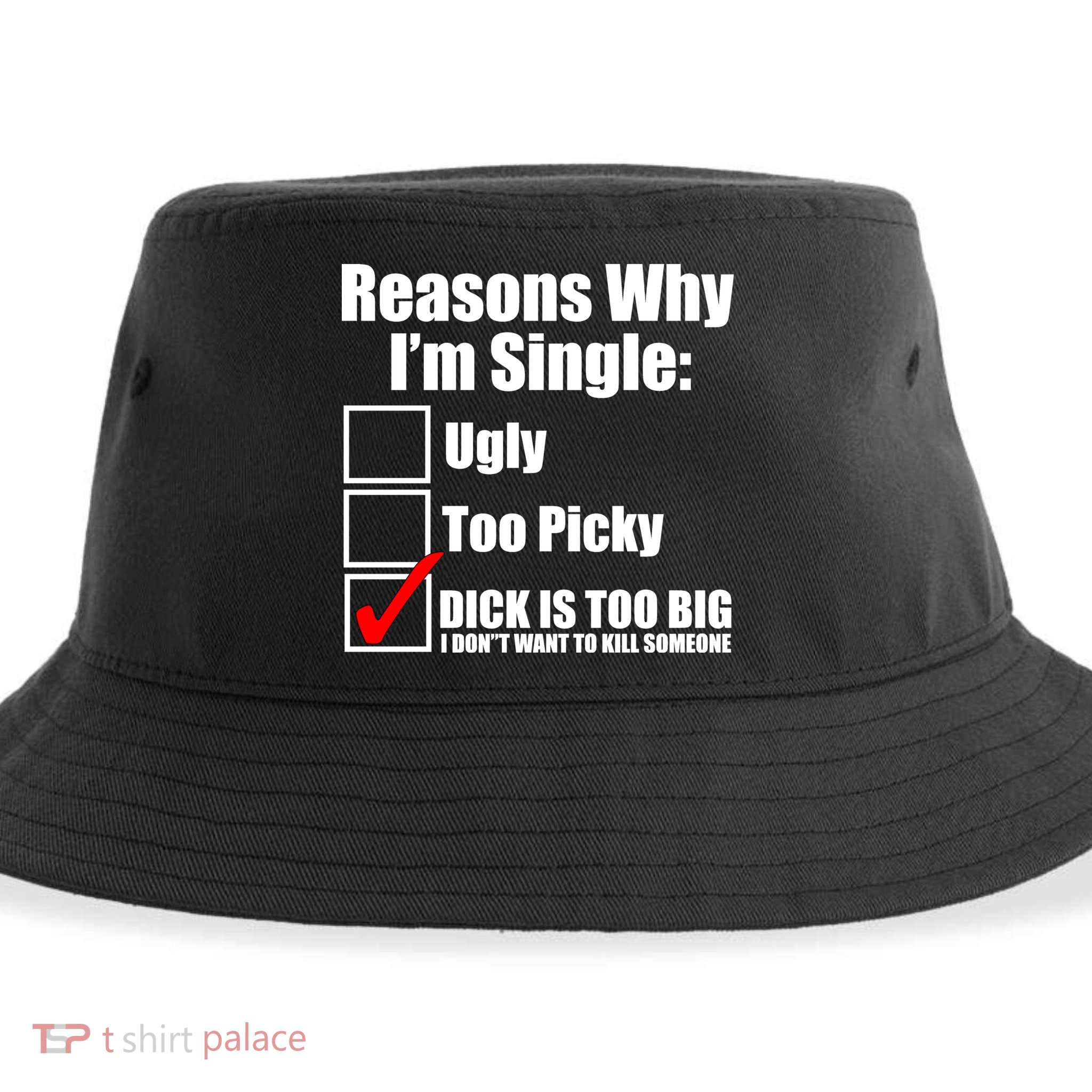 Reasons Why Im Single Ugly Picky Dick Too Big Mens Funny Sustainable Bucket Hat