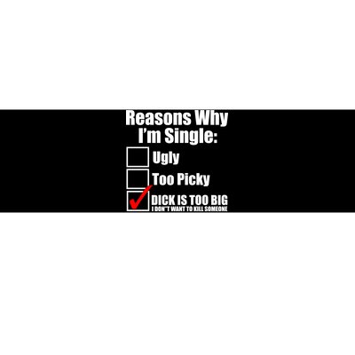 Reasons Why Im Single Ugly Picky Dick Too Big Mens Funny Bumper Sticker