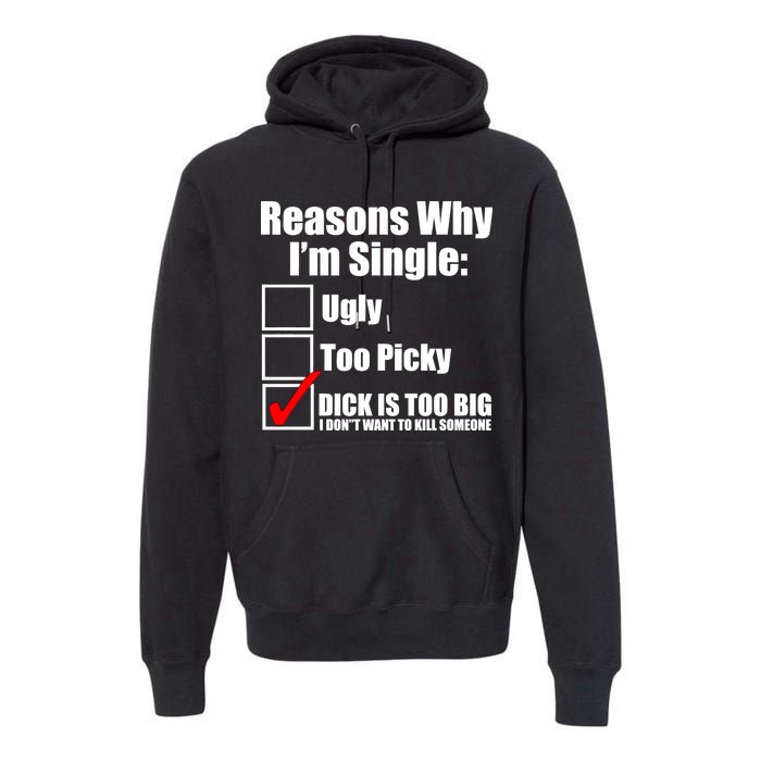 Reasons Why Im Single Ugly Picky Dick Too Big Mens Funny Premium Hoodie