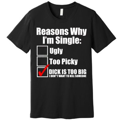 Reasons Why Im Single Ugly Picky Dick Too Big Mens Funny Premium T-Shirt